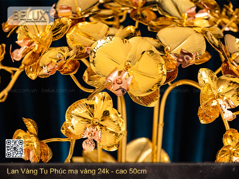 Chậu lan vàng tụ phúc mạ vàng 24k&nbsp;